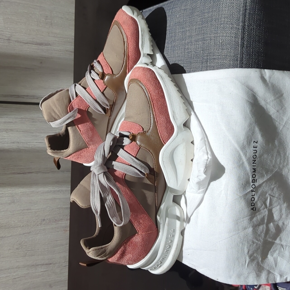 Adolfo Dominguez Neoprene Mauve and Brown Sneakers